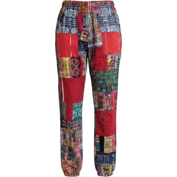 Pants - Festival Patchwork Boho Harem Pants Multicolor Drawstring Ankle Mens /Womens